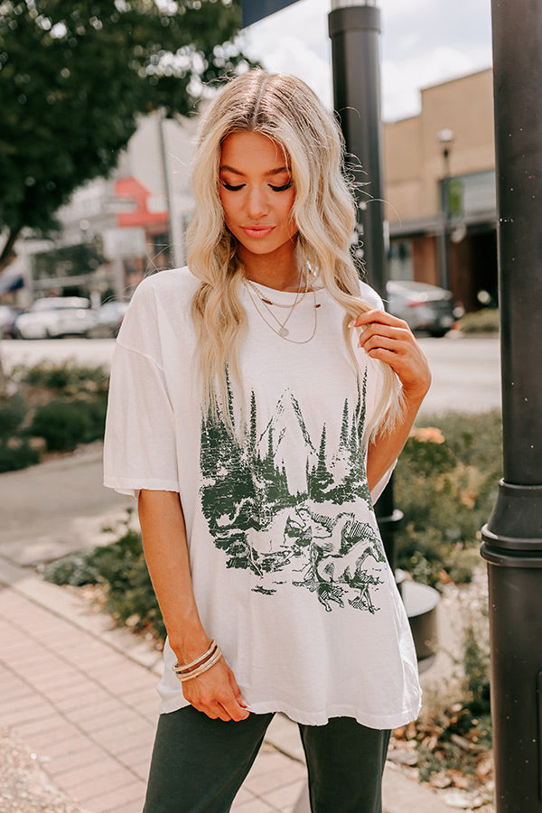 Mustang Mountain Distressed Oversized Graphic Tee