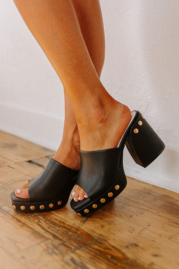 The Hadley Faux Leather Heel in Black