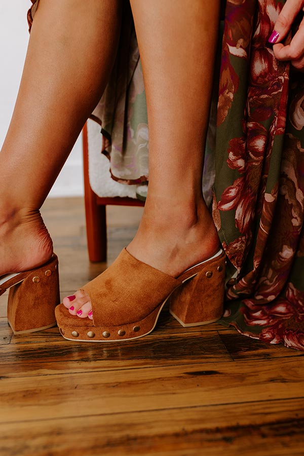 The Hadley Faux Suede Heel in Brown