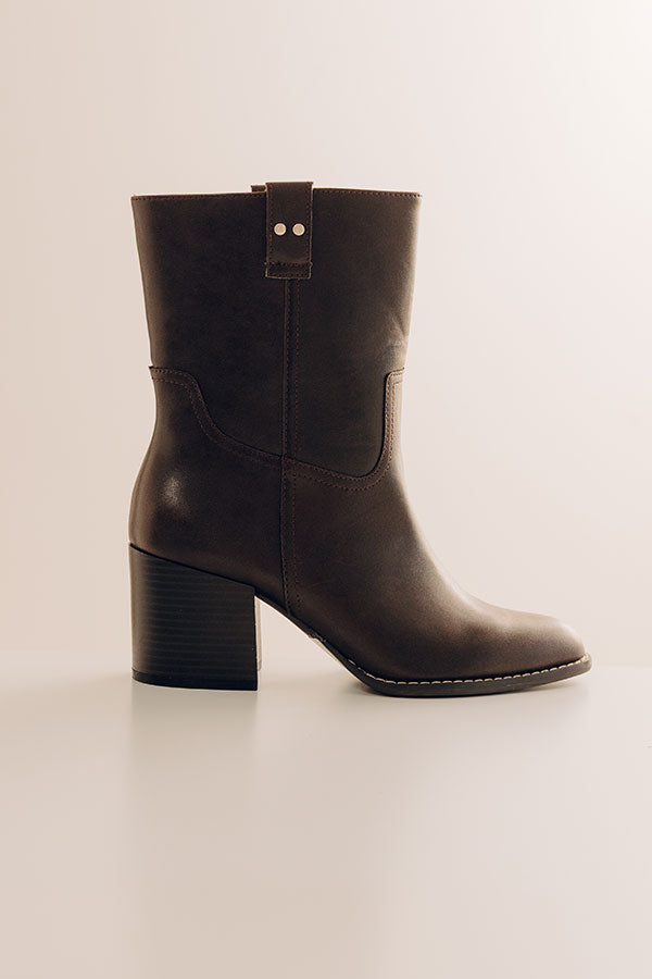 The Juniper Faux Leather Boot in Dark Chestnut Image - 1