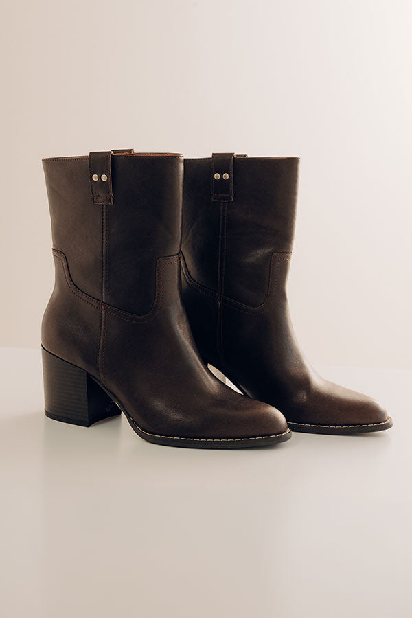 The Juniper Faux Leather Boot in Dark Chestnut Image - 2