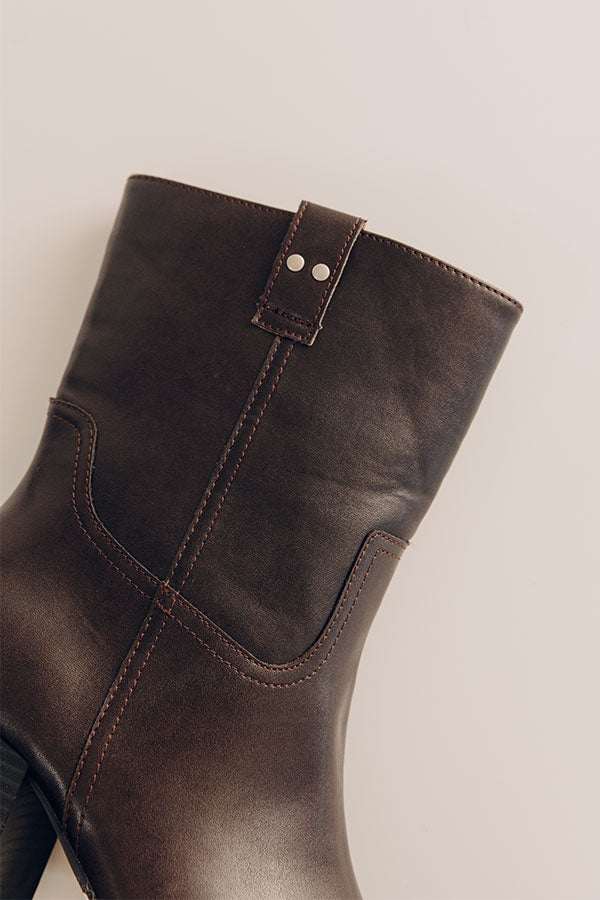 The Juniper Faux Leather Boot in Dark Chestnut Image - 3
