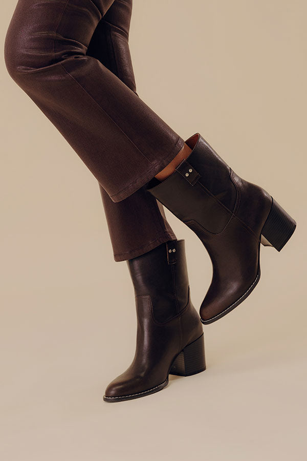 The Juniper Faux Leather Boot in Dark Chestnut