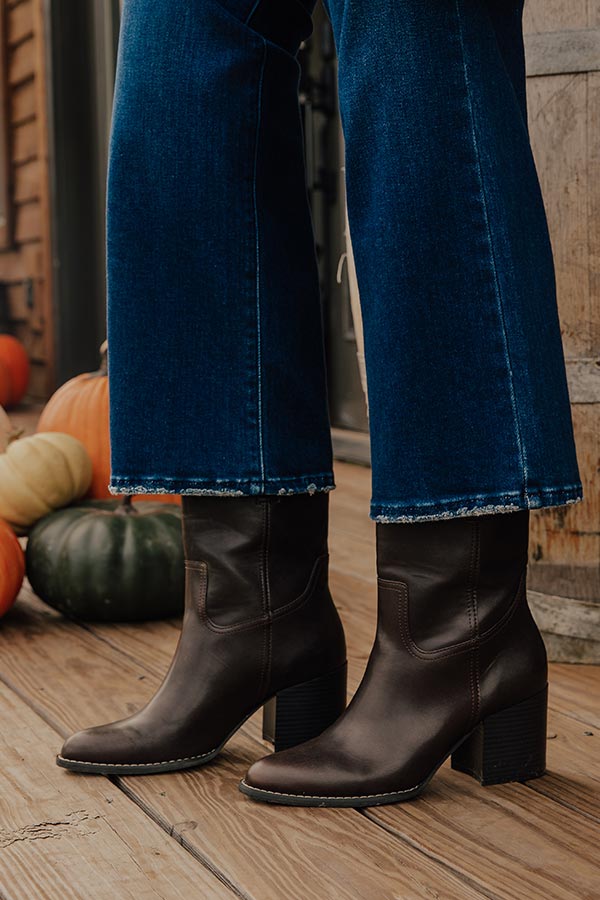 The Juniper Faux Leather Boot in Dark Chestnut Image - 1