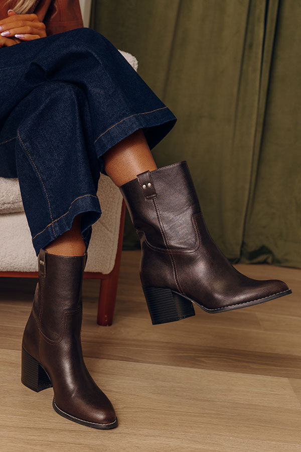 The Juniper Faux Leather Boot in Dark Chestnut