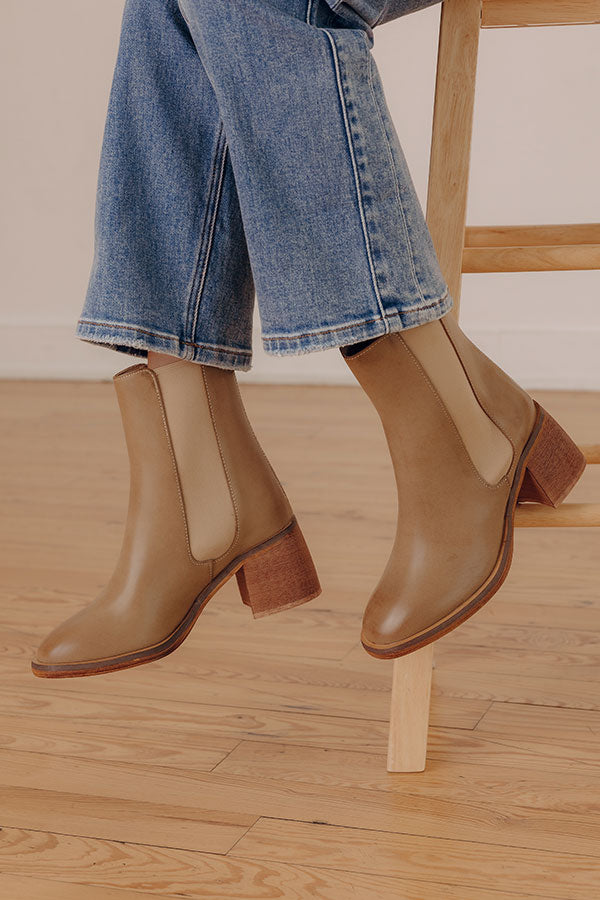 The Skylar Faux Leather Vintage Boot in Warm Taupe