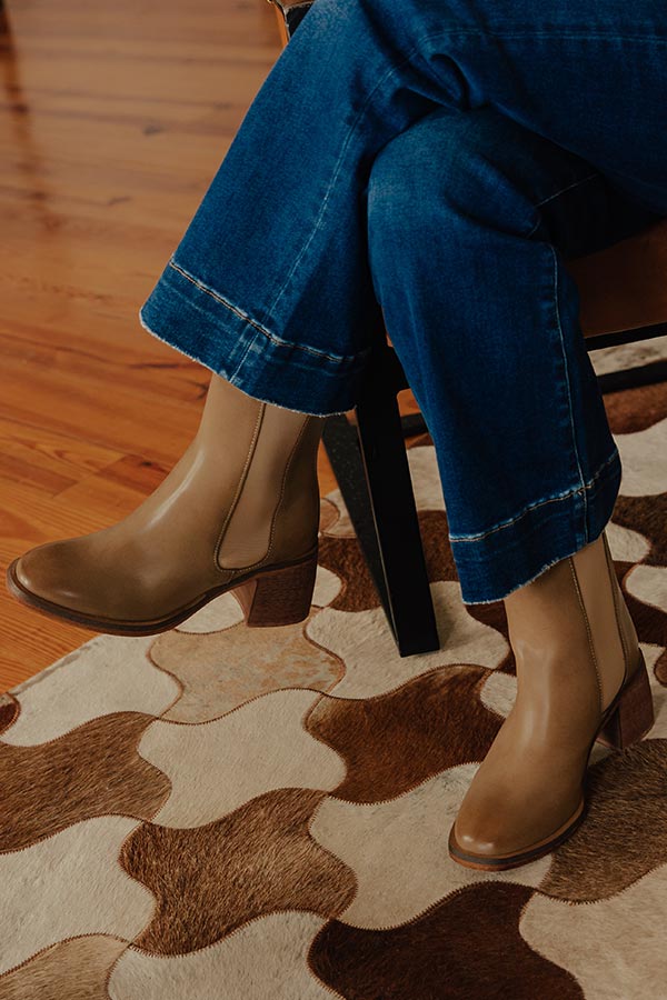 The Skylar Faux Leather Vintage Boot in Warm Taupe