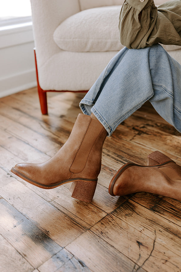 The Skylar Faux Leather Vintage Boot in Tan