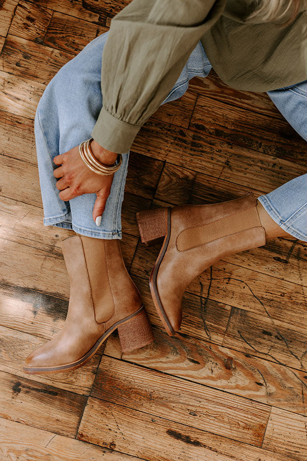 The Skylar Faux Leather Vintage Boot in Tan