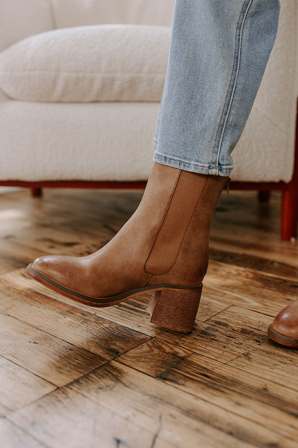 The Skylar Faux Leather Vintage Boot in Tan