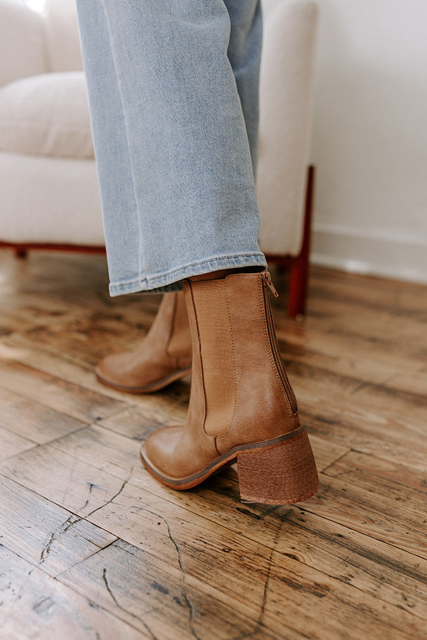 The Skylar Faux Leather Vintage Boot in Tan