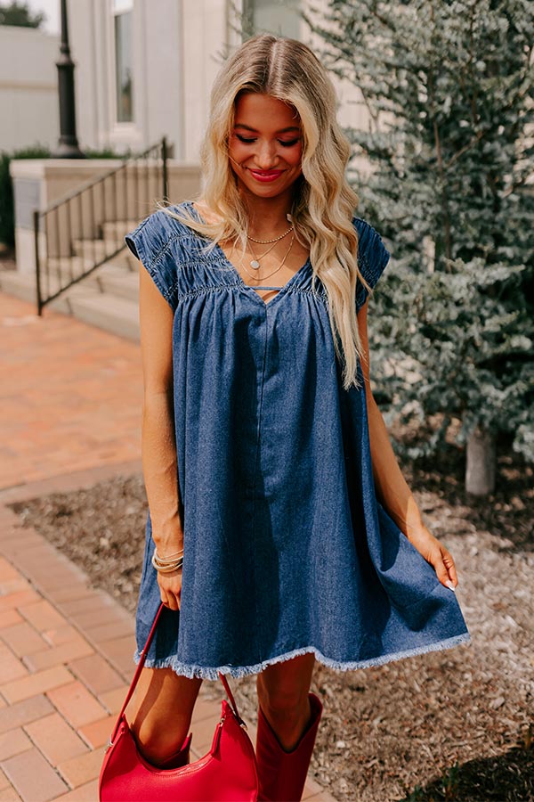 Hayride Honey Denim Mini Dress in Dark Wash