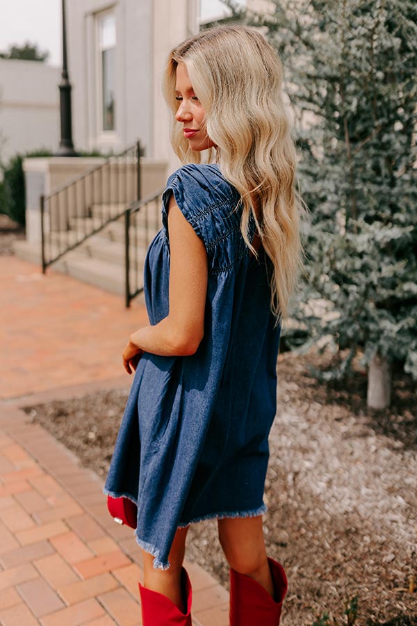 Hayride Honey Denim Mini Dress in Dark Wash