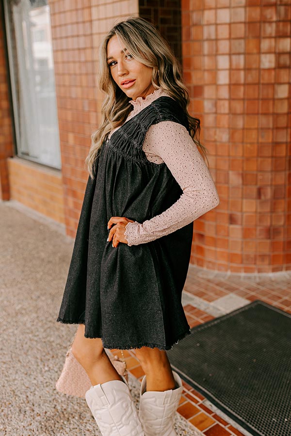 Hayride Honey Denim Mini Dress in Black