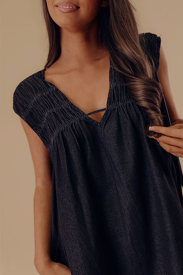Hayride Honey Denim Mini Dress in Black Image - 2