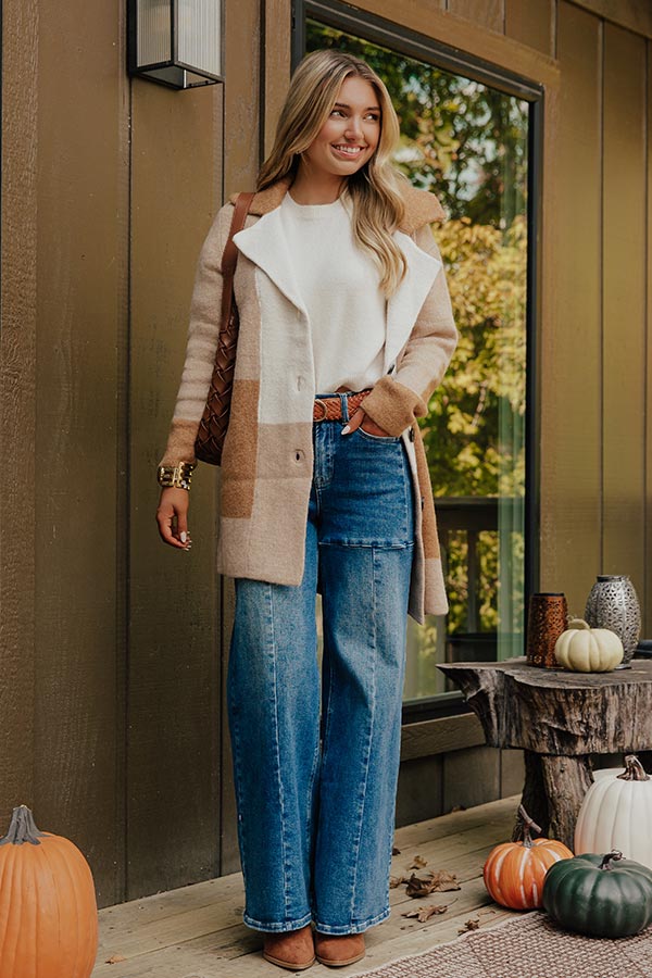 Apple Spiced Wishes Knit Coat in Camel Image - 1