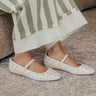 The Iris Rhinestone Embellished Faux Leather Flats in Cream Image - 1