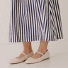 The Iris Rhinestone Embellished Faux Leather Flats in Cream Image - 1