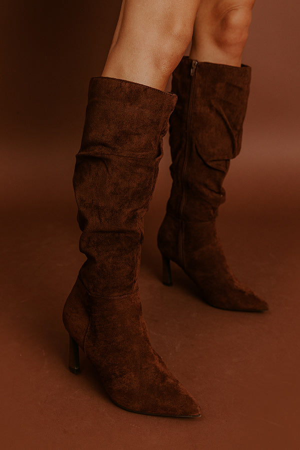 The Alice Faux Suede Knee High Boot in Chocolate Image - 2