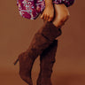 The Alice Faux Suede Knee High Boot in Chocolate Image - 1