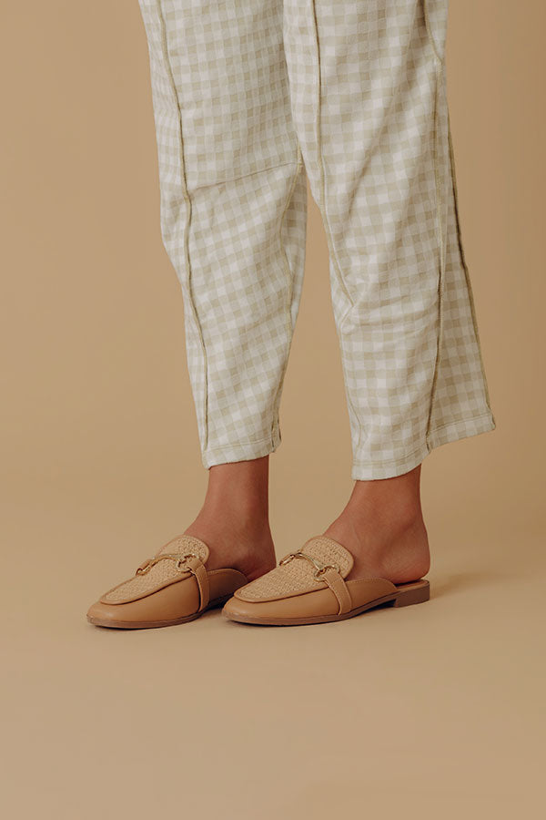 The Hannah Faux Leather Mule Loafer in Tan