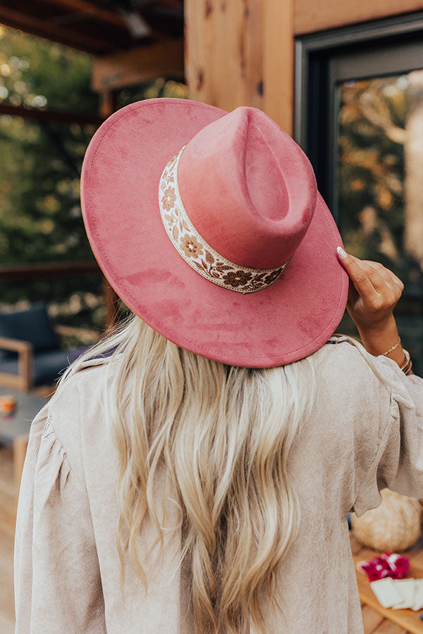 Posh Moment Faux Suede Fedora in Light Rust