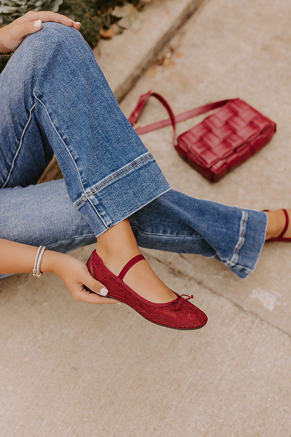 The Myla Lace Flats in Wine