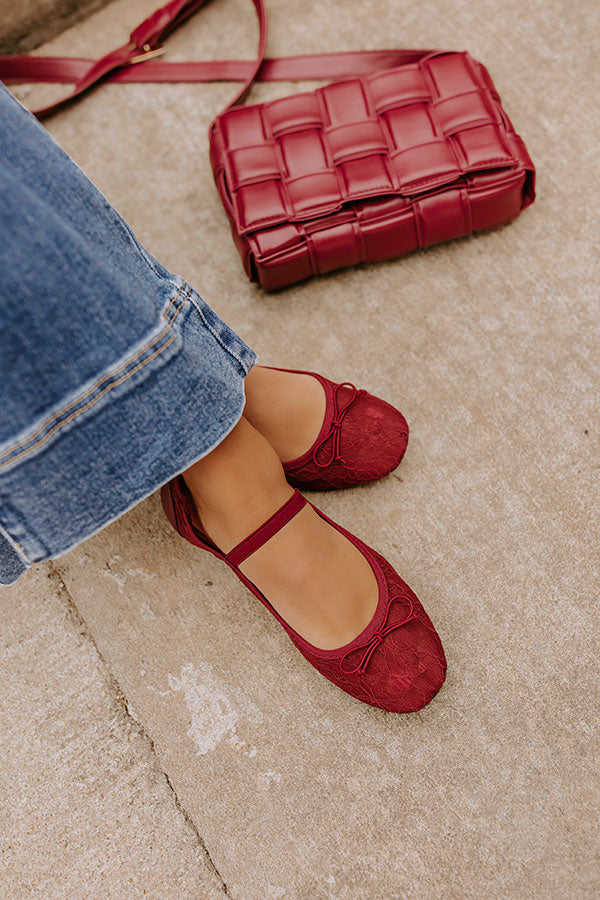 The Myla Lace Flats in Wine