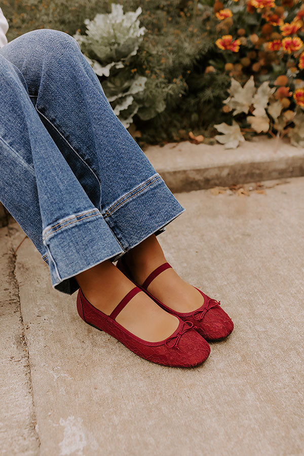 The Myla Lace Flats in Wine