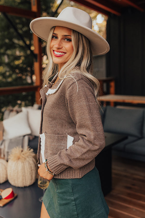 Small Town Cutie Knit Cardigan in Mocha