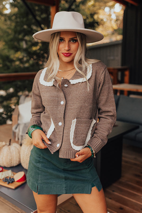 Small Town Cutie Knit Cardigan in Mocha