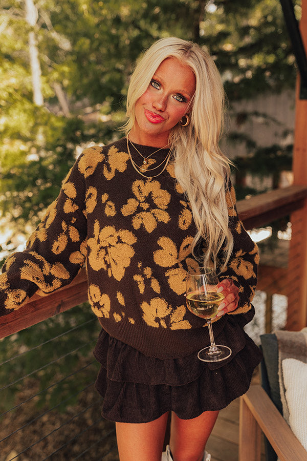 Cocoa Bomb Floral Knit Sweater