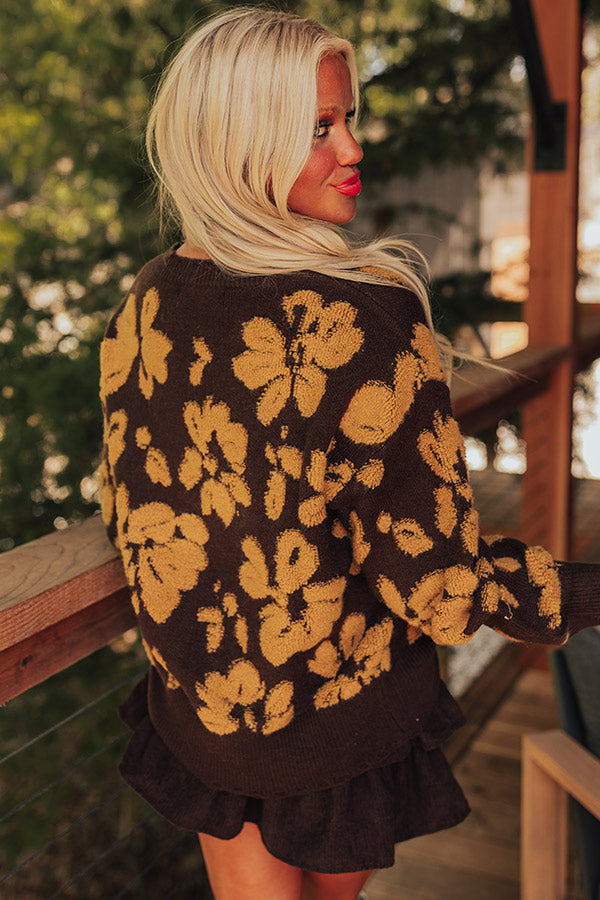 Cocoa Bomb Floral Knit Sweater