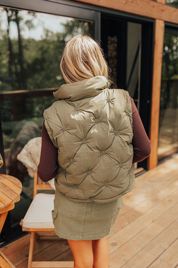 Mountain Top Morning Puffer Vest in Olive