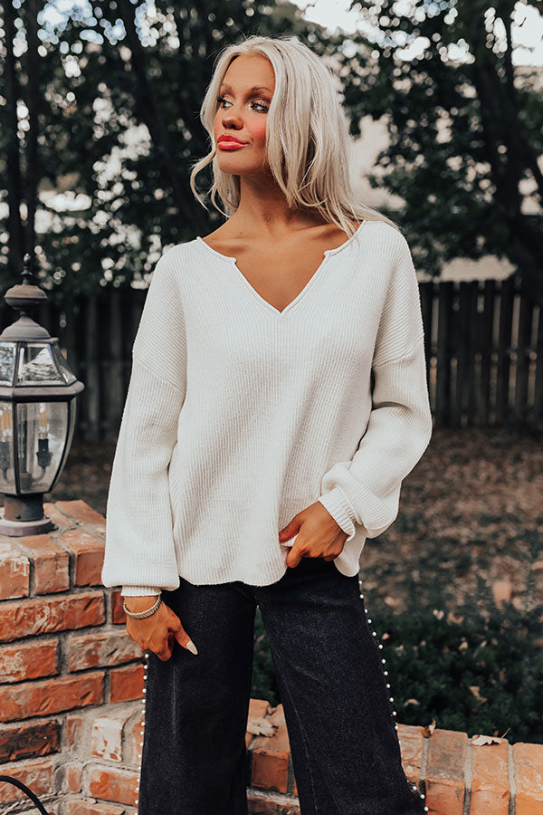 Cappuccinos On Repeat Sweater Top in Ivory