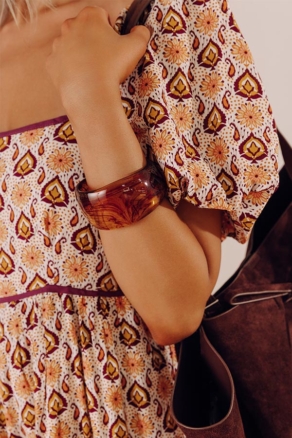 Boho Vibe Bangle Bracelet in Brown