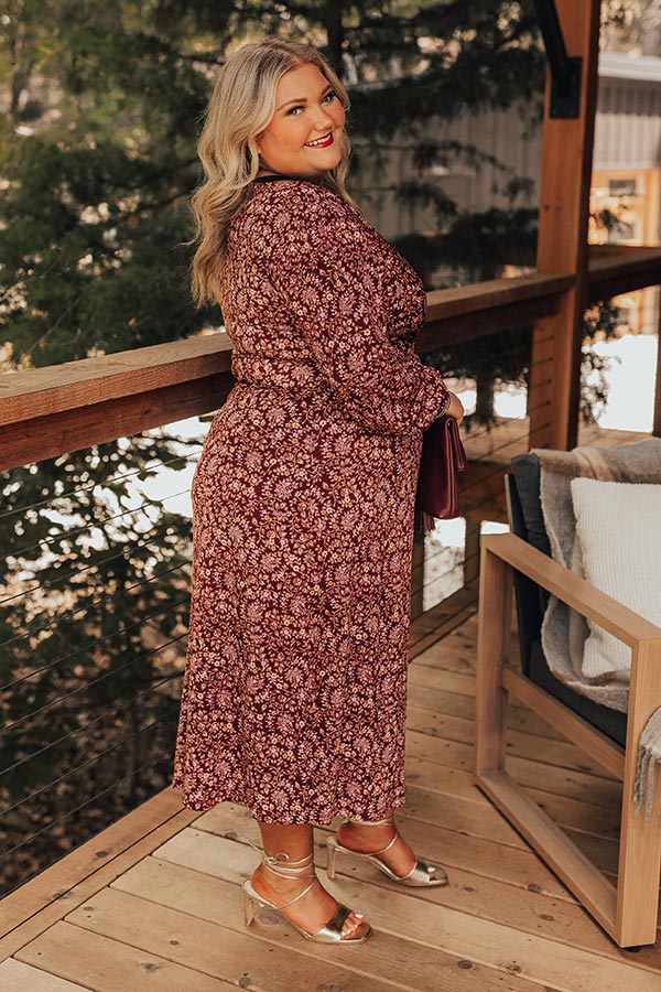 Merlot Sippin' Floral Midi Curves