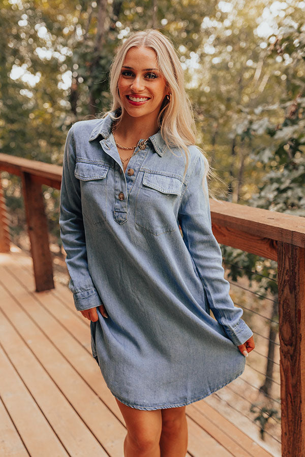casual dress denim Blue Meli Women's Waisted Lightweight Denim Dress 3/4 Sleeve Maxi Shirt Dress - Size 0