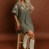 Tucson Sunsets Embroidered Mini Dress in Sage Image - 1