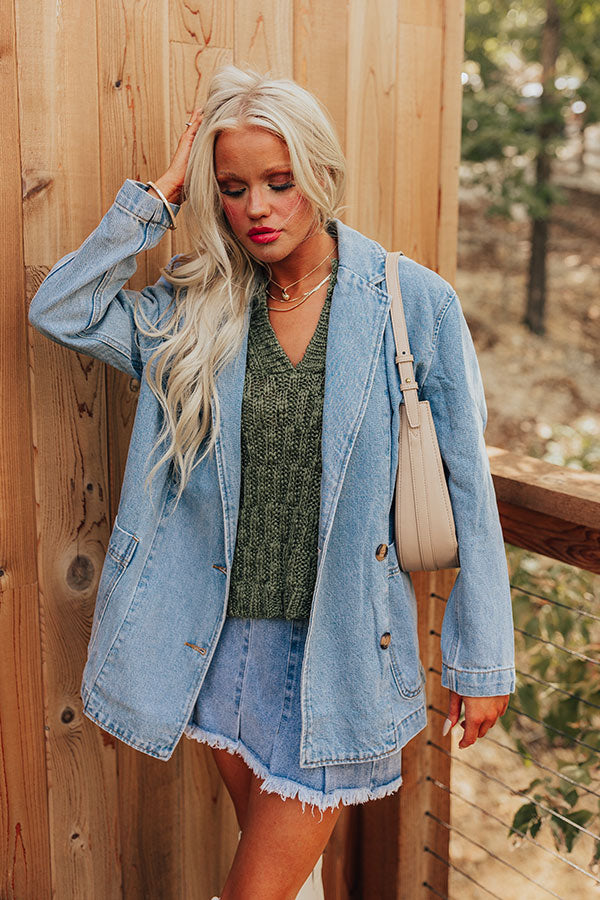 Train To Paris Denim Oversized Blazer