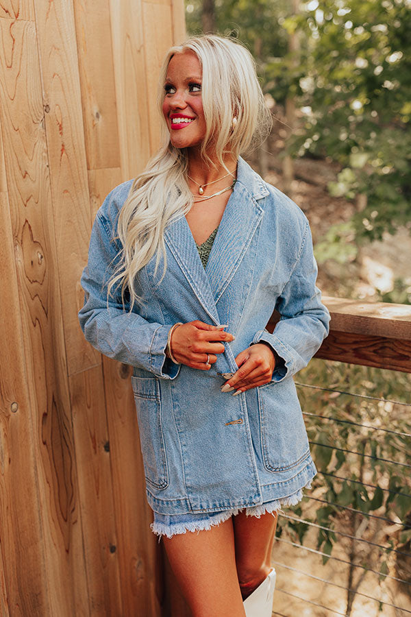 Train To Paris Denim Oversized Blazer