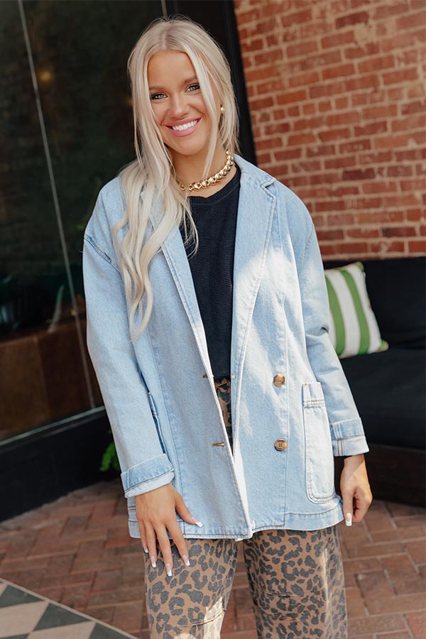 Train To Paris Denim Oversized Blazer