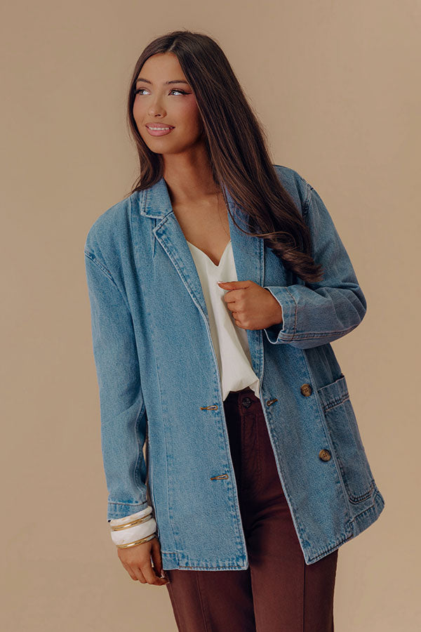 Train To Paris Denim Oversized Blazer