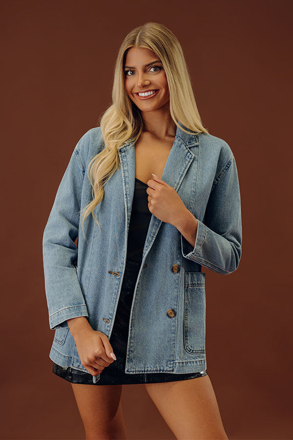 Train To Paris Denim Oversized Blazer
