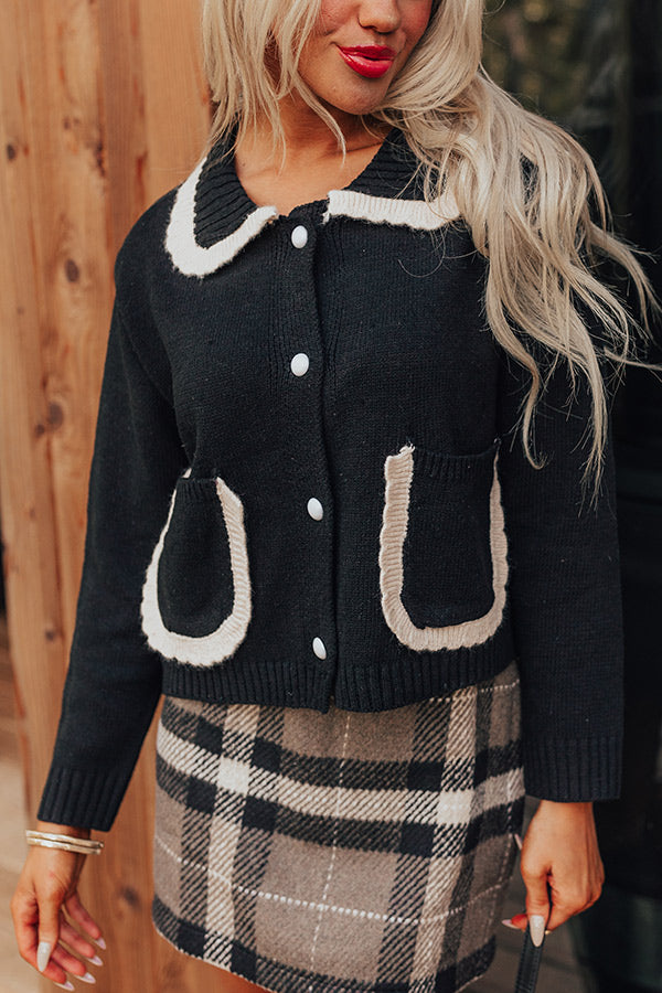 Small Town Cutie Knit Cardigan in Black