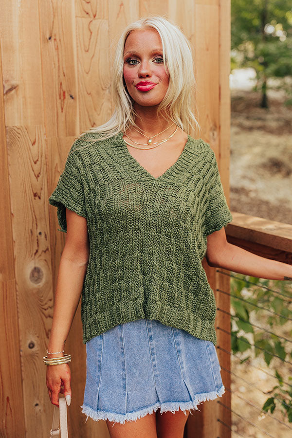 Block Party Chic Knit Top in Olive