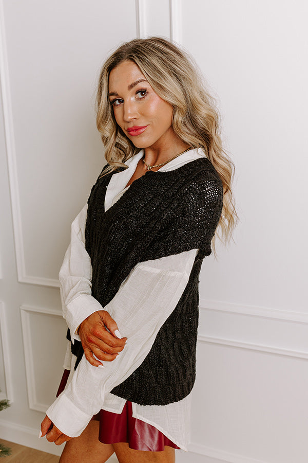 Block Party Chic Knit Top in Black