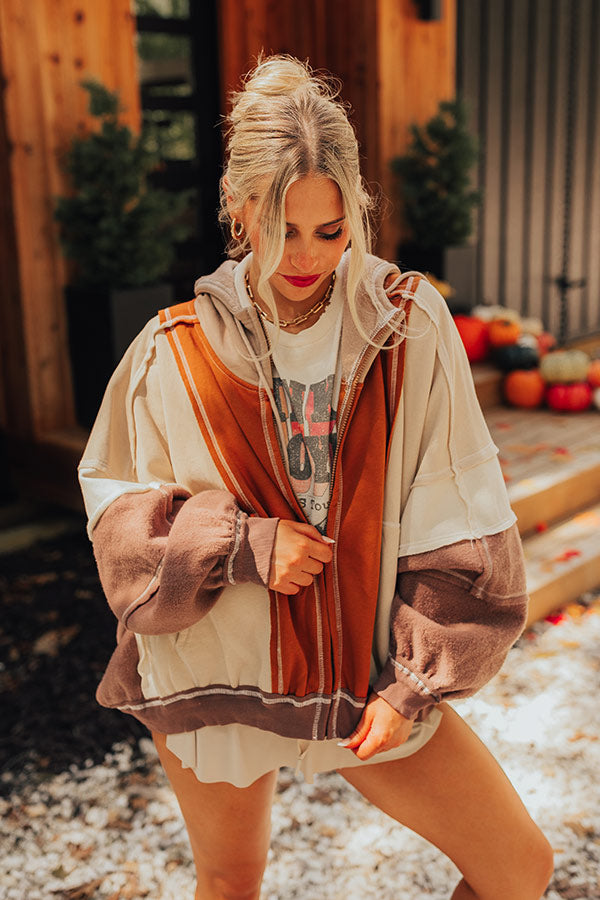 Fall Hike Color Block Sweater in Brown