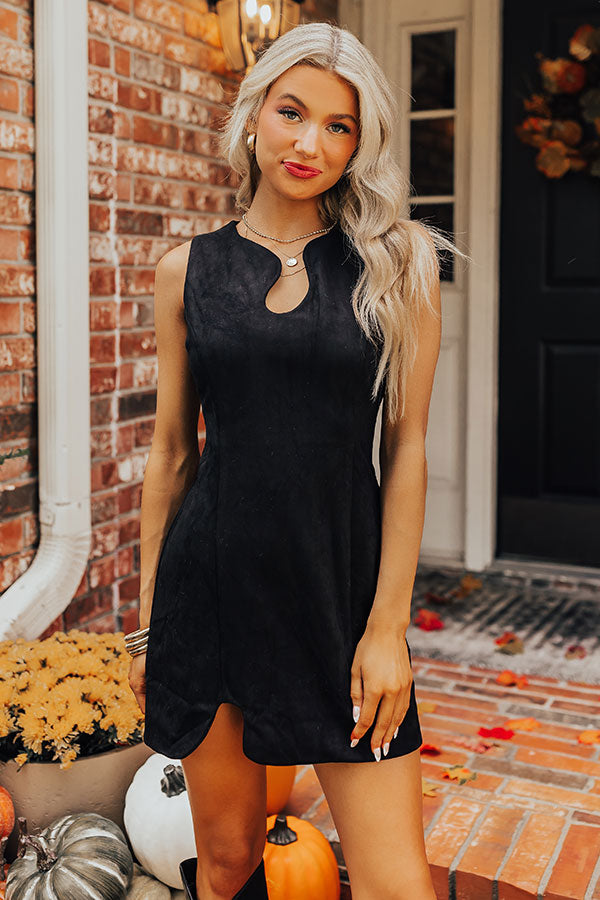 Downtown Broadway Faux Suede Mini Dress In Black Downtown Broadway Faux Suede Mini Dress In Black