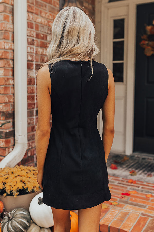 Downtown Broadway Faux Suede Mini Dress In Black Downtown Broadway Faux Suede Mini Dress In Black
